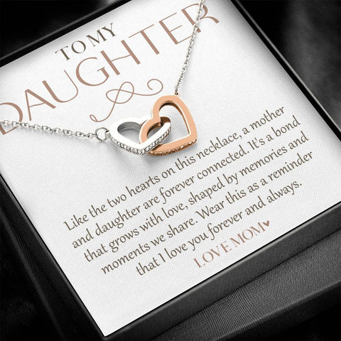 To My Daughter From Mom, Interlocking Hearts Necklace