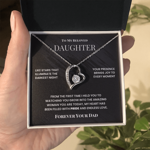 Beloved Daughter Necklace From Dad - Emotional Message Card