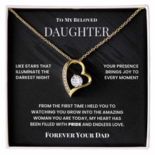 Beloved Daughter Necklace From Dad - Emotional Message Card